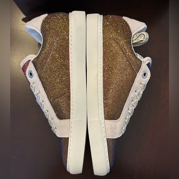 NWOB Zadig & Voltaire LA FLASH SPARKLE Sz 38 Gold Multicolor Lowtops - Picture 5 of 13